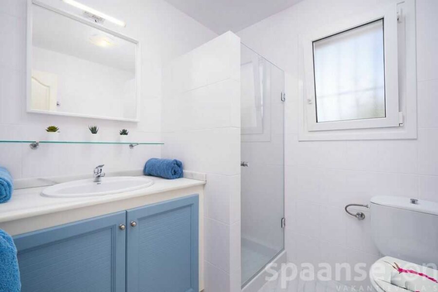 salle de bain avec douche, lavabo et toilette