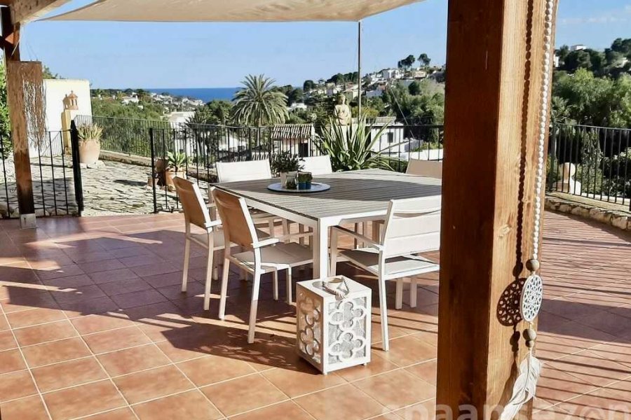 Shaded seating area with seaview